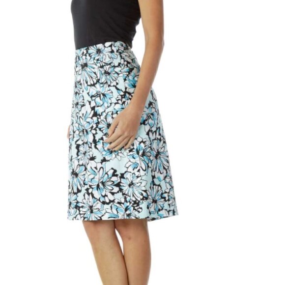 Jones New York Blue Black Flower Print Skirt - Picture 3 of 3